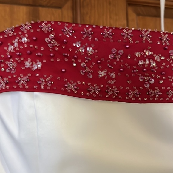 Strapless White dress with red trim. Purchased and never worn size 8. NWT - Picture 5 of 5